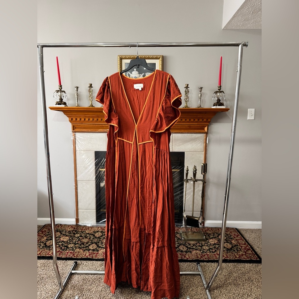 Anthropologie Mimi Flutter -Sleeve Tipped Maxi Dress
